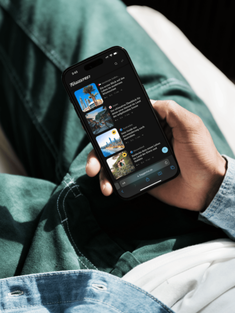 Handy mit der geöffneten Flaggenfrei-Seite im Browser