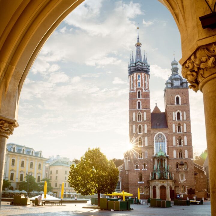 Blick auf eine Kirche in Polen