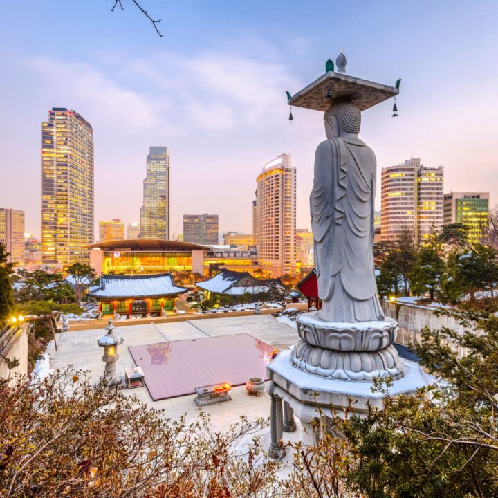Ausblick auf eine Skulptur in Südkorea