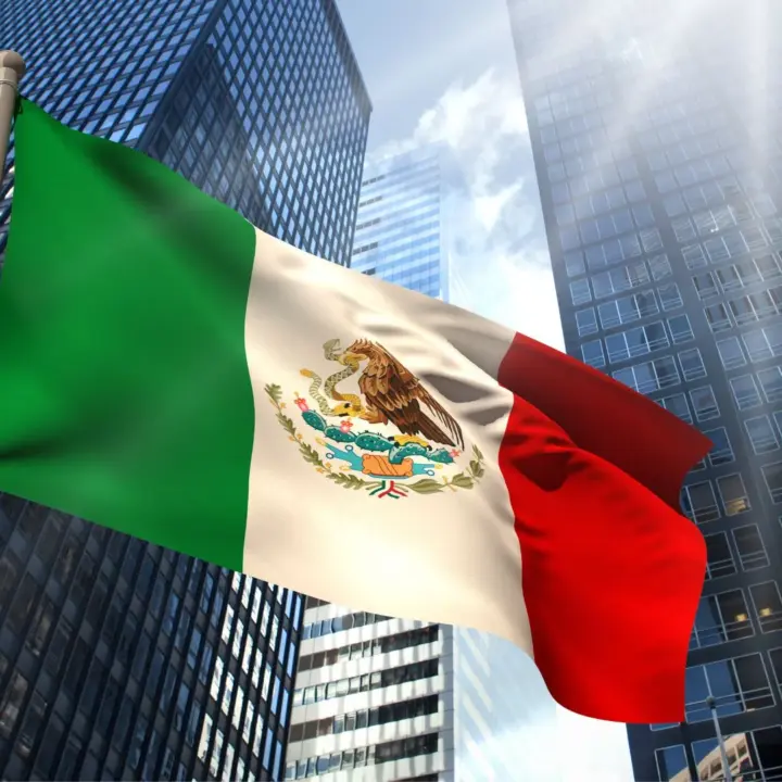 Eine mexikanische Flagge als Symbol für Bankkonto in Mexiko