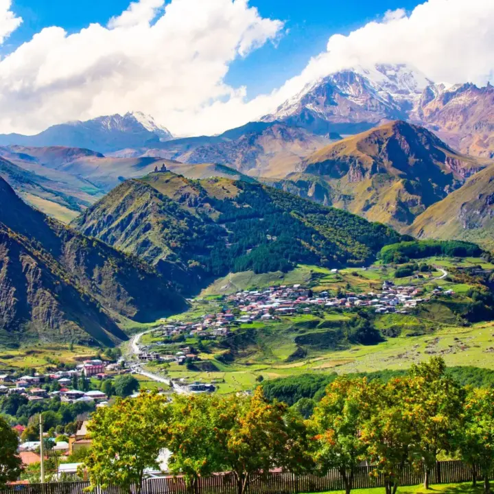 Eine grüne Landschaft als Symbol für Visum für Georgien