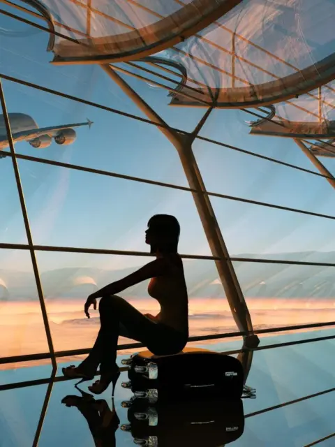 Ein einsamer Flughafen als Symbol für Visum für Auswanderer