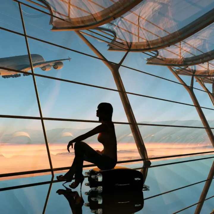 Ein einsamer Flughafen als Symbol für Visum für Auswanderer